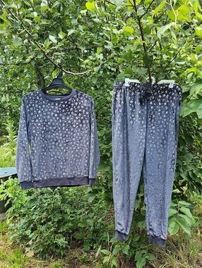 PEACE LOVE & DREAMS Women's Size Large 2pc Gray w/Animal Print Pajama Set New